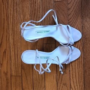 Manolo Blahnik 4 inch heel strappy sandals.